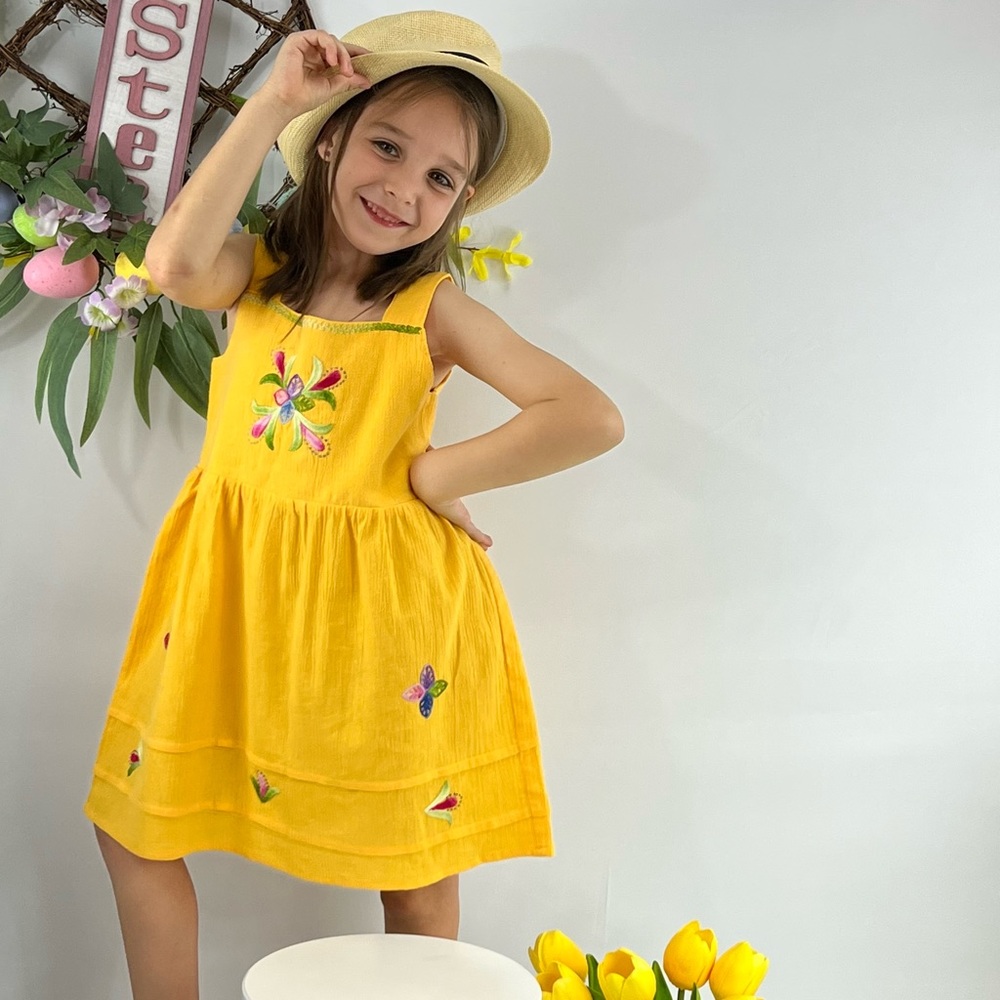 Spring Dress, beautifully embroidered by hand. Size 4